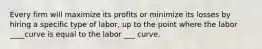 Every firm will maximize its profits or minimize its losses by hiring a specific type of labor, up to the point where the labor ____curve is equal to the labor ___ curve.