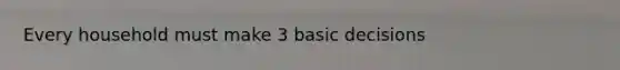 Every household must make 3 basic decisions