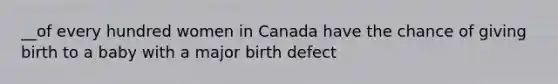 __of every hundred women in Canada have the chance of giving birth to a baby with a major birth defect