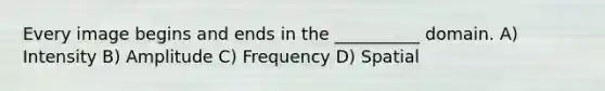 Every image begins and ends in the __________ domain. A) Intensity B) Amplitude C) Frequency D) Spatial