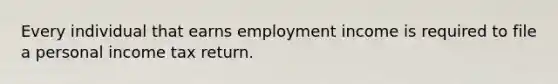 Every individual that earns employment income is required to file a personal income tax return.