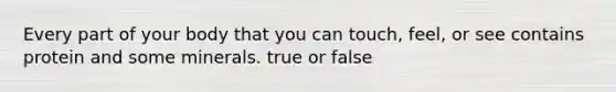 Every part of your body that you can touch, feel, or see contains protein and some minerals. true or false
