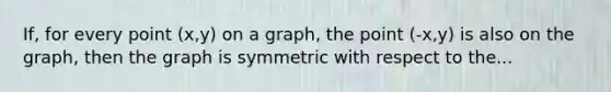 If, for every point (x,y) on a graph, the point (-x,y) is also on the graph, then the graph is symmetric with respect to the...