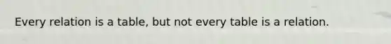 Every relation is a table, but not every table is a relation.