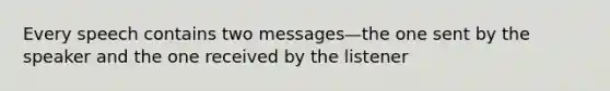 Every speech contains two messages—the one sent by the speaker and the one received by the listener