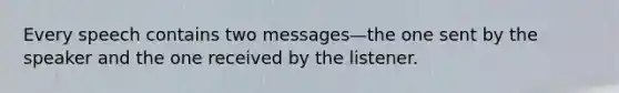 Every speech contains two messages—the one sent by the speaker and the one received by the listener.