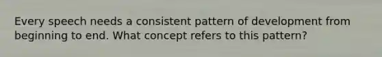 Every speech needs a consistent pattern of development from beginning to end. What concept refers to this pattern?