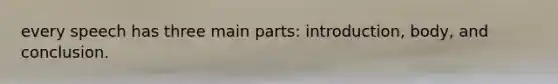 every speech has three main parts: introduction, body, and conclusion.