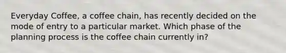 Everyday Coffee, a coffee chain, has recently decided on the mode of entry to a particular market. Which phase of the planning process is the coffee chain currently in?