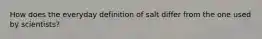 How does the everyday definition of salt differ from the one used by scientists?