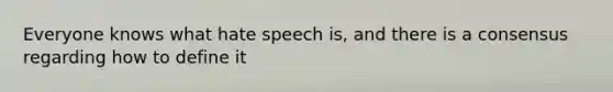 Everyone knows what hate speech is, and there is a consensus regarding how to define it