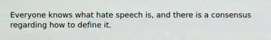 Everyone knows what hate speech is, and there is a consensus regarding how to define it.