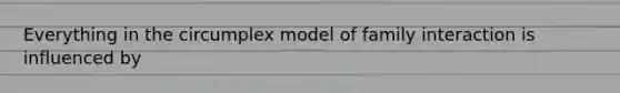 Everything in the circumplex model of family interaction is influenced by