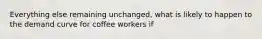 Everything else remaining unchanged, what is likely to happen to the demand curve for coffee workers if