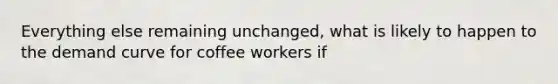 Everything else remaining unchanged, what is likely to happen to the demand curve for coffee workers if