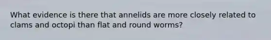 What evidence is there that annelids are more closely related to clams and octopi than flat and round worms?