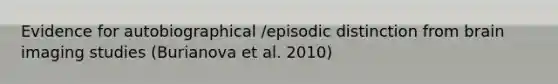 Evidence for autobiographical /episodic distinction from brain imaging studies (Burianova et al. 2010)