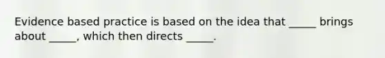 Evidence based practice is based on the idea that _____ brings about _____, which then directs _____.