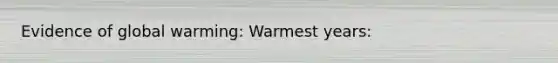 Evidence of global warming: Warmest years: