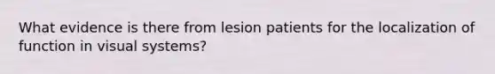 What evidence is there from lesion patients for the localization of function in visual systems?