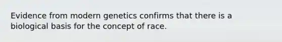 Evidence from modern genetics confirms that there is a biological basis for the concept of race.