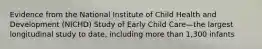 Evidence from the National Institute of Child Health and Development (NICHD) Study of Early Child Care—the largest longitudinal study to date, including more than 1,300 infants