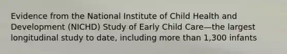 Evidence from the National Institute of Child Health and Development (NICHD) Study of Early Child Care—the largest longitudinal study to date, including more than 1,300 infants