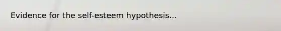 Evidence for the self-esteem hypothesis...