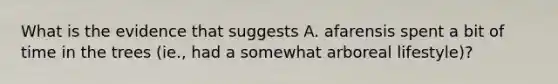 What is the evidence that suggests A. afarensis spent a bit of time in the trees (ie., had a somewhat arboreal lifestyle)?