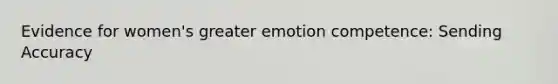 Evidence for women's greater emotion competence: Sending Accuracy