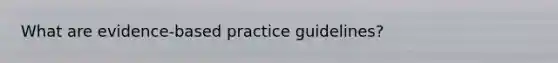 What are evidence-based practice guidelines?