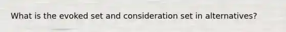What is the evoked set and consideration set in alternatives?