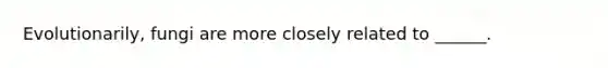 Evolutionarily, fungi are more closely related to ______.