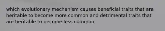 which evolutionary mechanism causes beneficial traits that are heritable to become more common and detrimental traits that are heritable to become less common