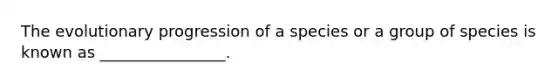 The evolutionary progression of a species or a group of species is known as ________________.