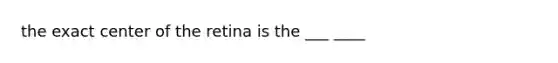 the exact center of the retina is the ___ ____