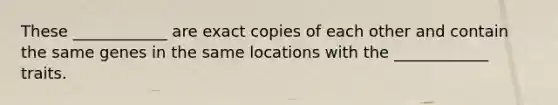 These ____________ are exact copies of each other and contain the same genes in the same locations with the ____________ traits.