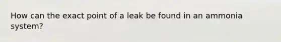 How can the exact point of a leak be found in an ammonia system?