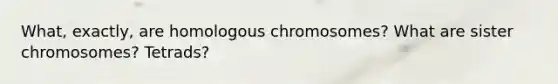 What, exactly, are homologous chromosomes? What are sister chromosomes? Tetrads?