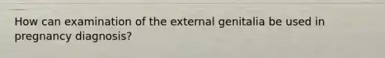 How can examination of the external genitalia be used in pregnancy diagnosis?