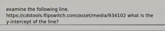 examine the following line. https://cdstools.flipswitch.com/asset/media/934102 what is the y-intercept of the line?