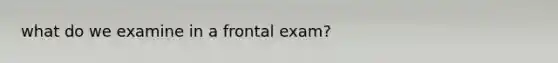 what do we examine in a frontal exam?