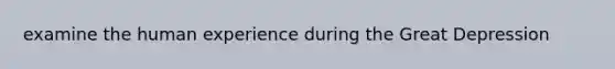 examine the human experience during the Great Depression