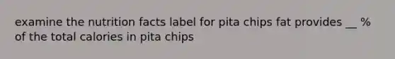 examine the nutrition facts label for pita chips fat provides __ % of the total calories in pita chips