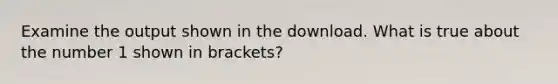 Examine the output shown in the download. What is true about the number 1 shown in brackets?