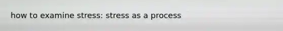 how to examine stress: stress as a process