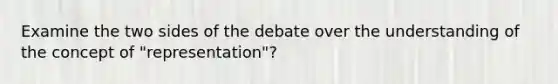 Examine the two sides of the debate over the understanding of the concept of "representation"?