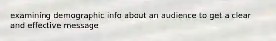 examining demographic info about an audience to get a clear and effective message