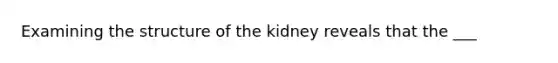 Examining the structure of the kidney reveals that the ___