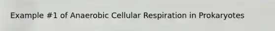 Example #1 of Anaerobic Cellular Respiration in Prokaryotes